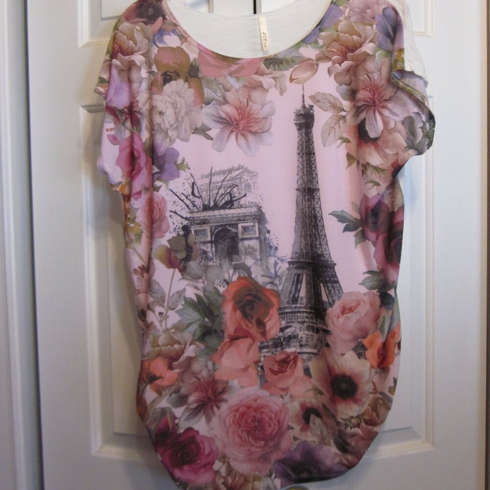 Joy Usa Paris Print Top Sz XL